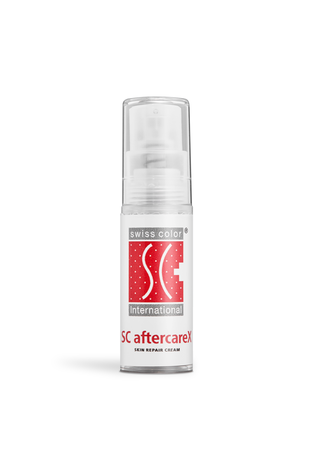 Kleine Plastikflasche mit Hautschutzcreme SC aftercareX