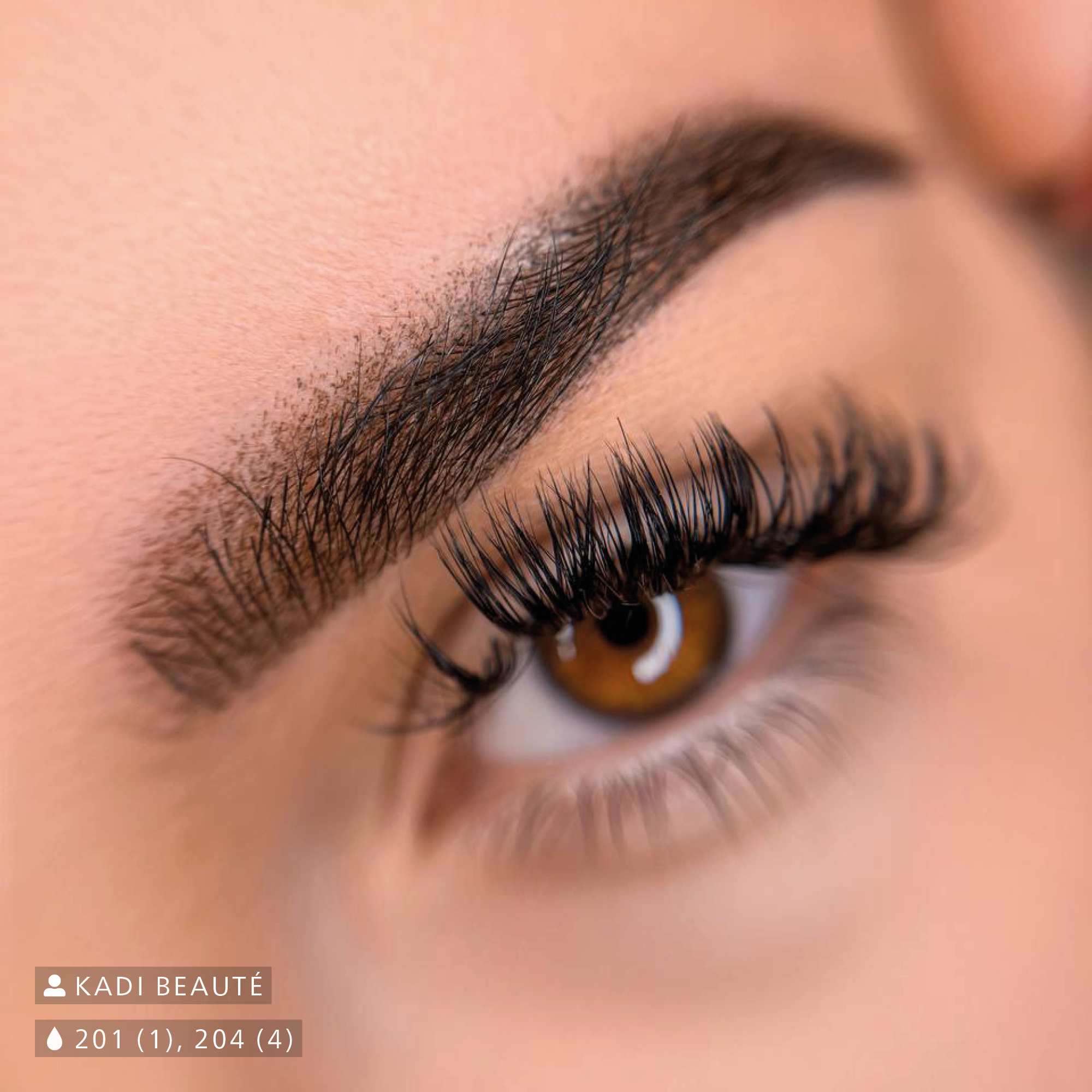 Nahaufnahme von einem braunen Auge und einer frisch pigmentierten Augenbraue