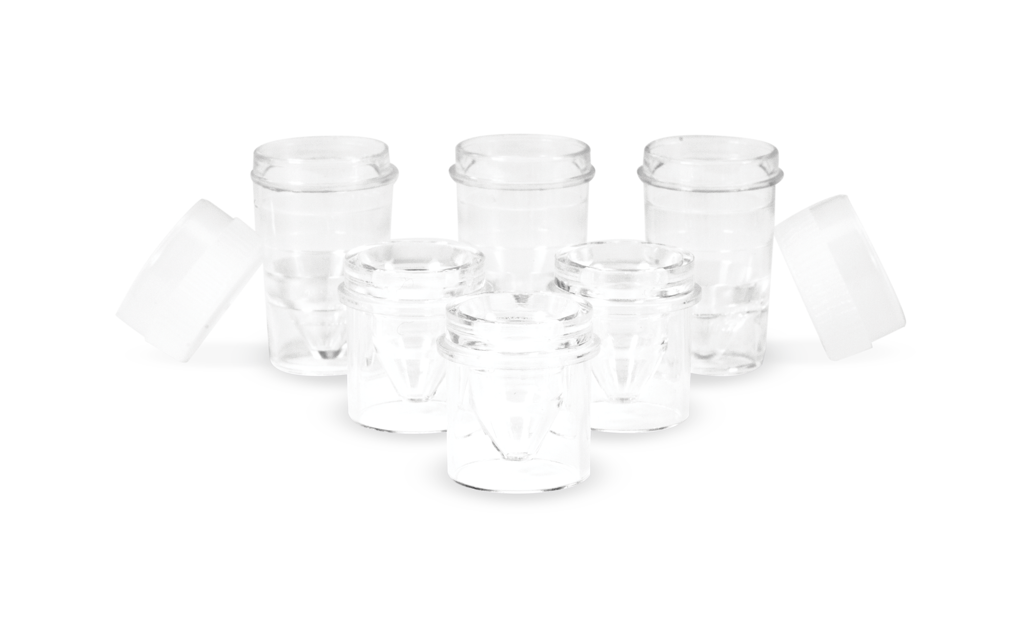 Foto der Einwegfarbtöpfchen mit Deckeln für die Verwendung während einer Permanent Make up Behandlung