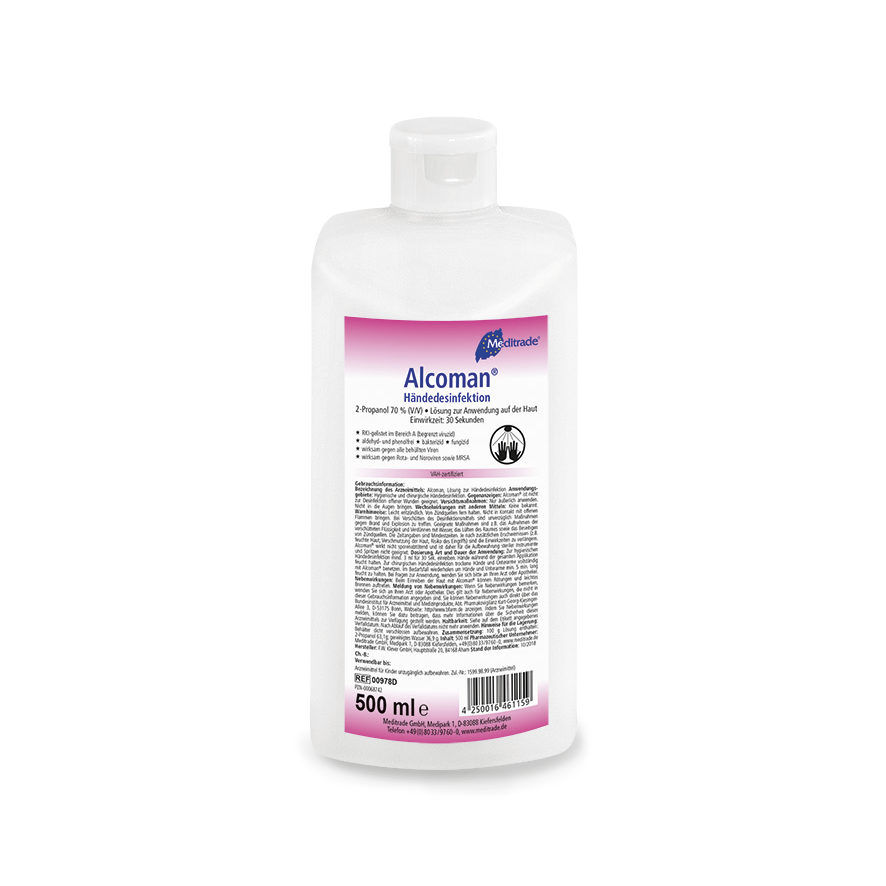 Plastikflasche mit Händedesinfektion